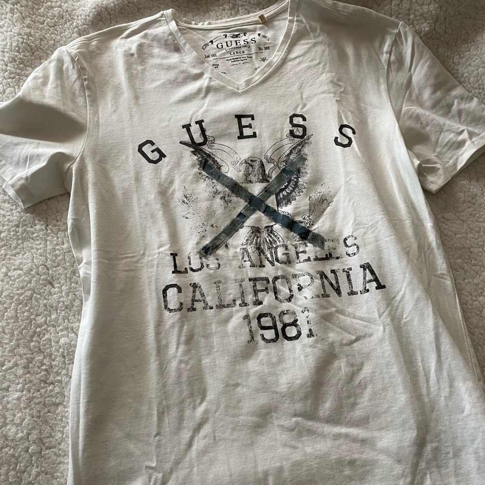 T-shirt white men Guess printed size L